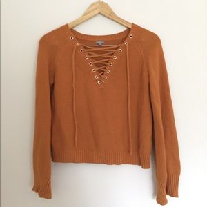 Charlotte Russe lace up sweater